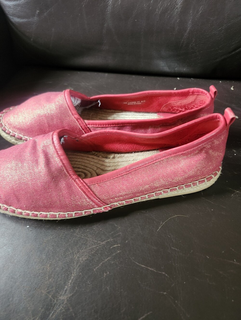 Cole Haan Red & Gold Shimmer Espadrille Flats Women's Size 10B Coastal Grandma - Picture 5 of 8